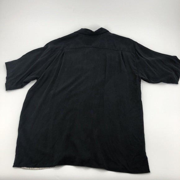 Bobby Chan World Series Poker Silk Button Front Shirt XL Black Ivory Stripe WSOP - Picture 3 of 13